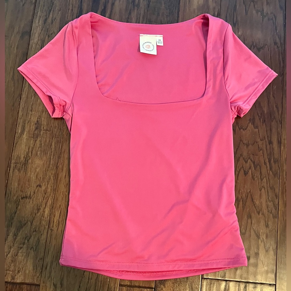 Pink Square Neck Crop Top